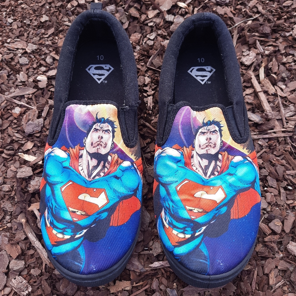 Superman Black Slide On Skater Style Shoes